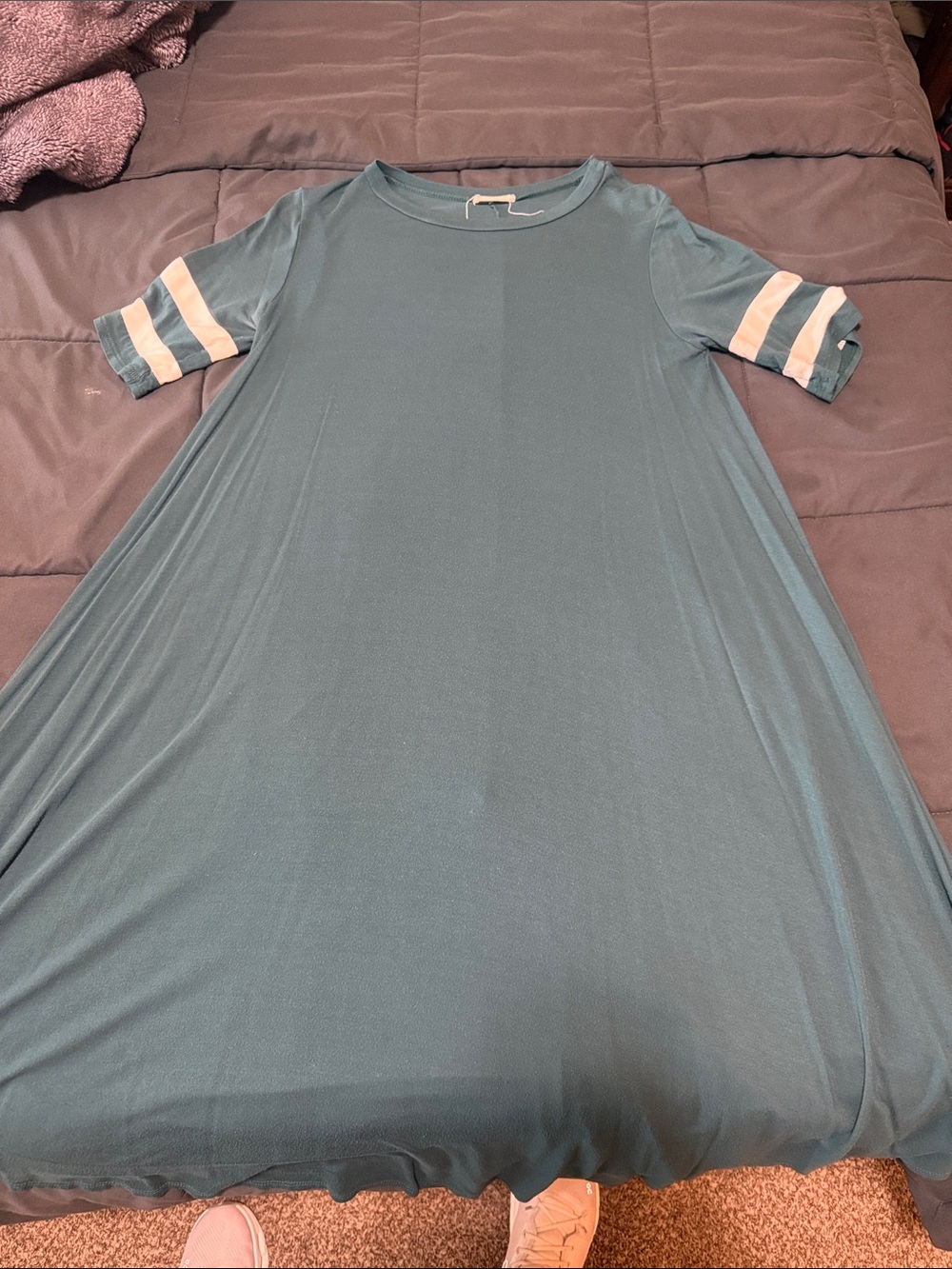 Flamingo Urban Teal Maxi Dress with Cream Sleeve Stripes